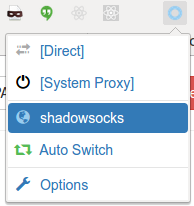 clicking on the SwitchyOmega icon